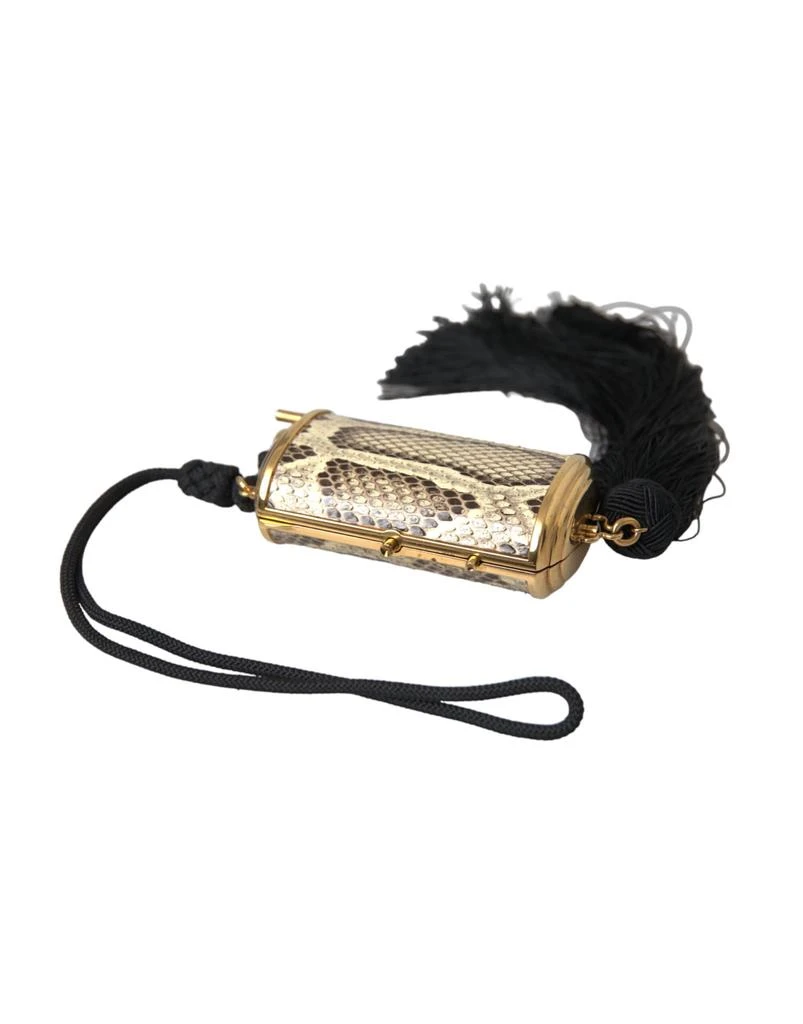 Dolce 
Gabbana Exotic Leather Mini Mirror Tassel Make Up Holder Women
s Bag