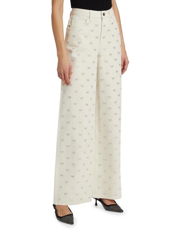 Self Portrait Diamanté Bow Jeans 3