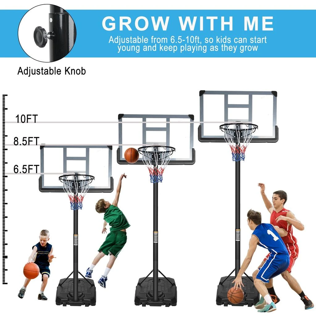 Streamdale Furniture Streamdale Adjustable Portable Basketball Hoop System - 6.6FT to 10FT 6