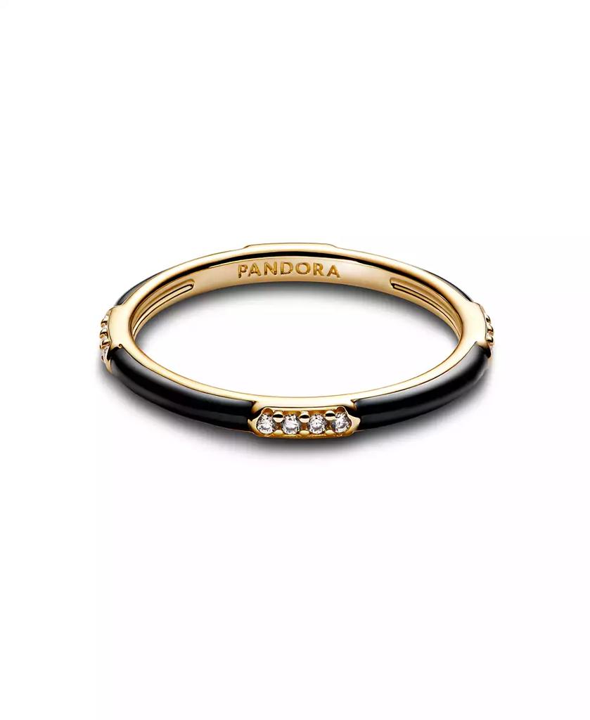 PANDORA Black Enamel and Stones Statement Ring