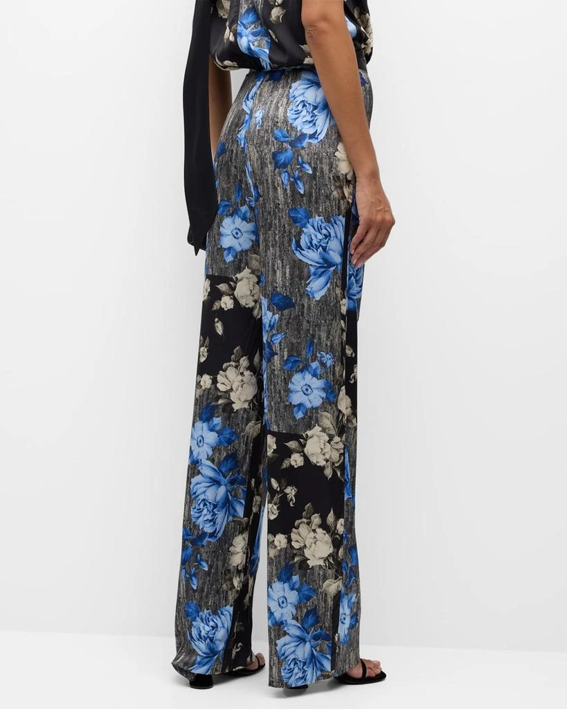 LELA ROSE Patchwork Floral-Print Wide-Leg Pants 6