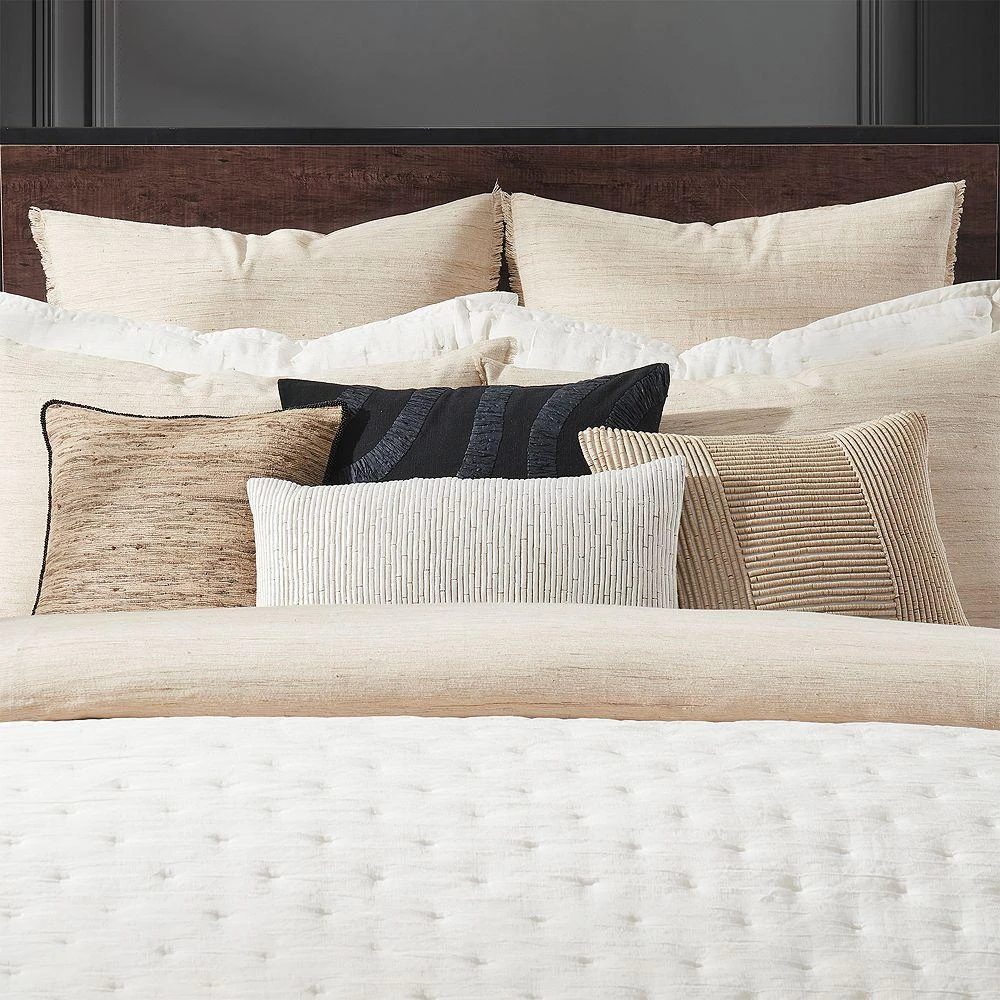 Donna Karan Home Embroidered Block Decorative Pillow, 11" x 22" 2