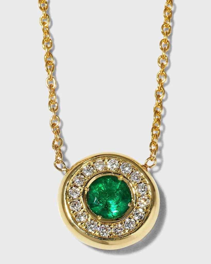 Roberto Coin Yellow Gold Emerald Pendant Necklace with Diamond Halo