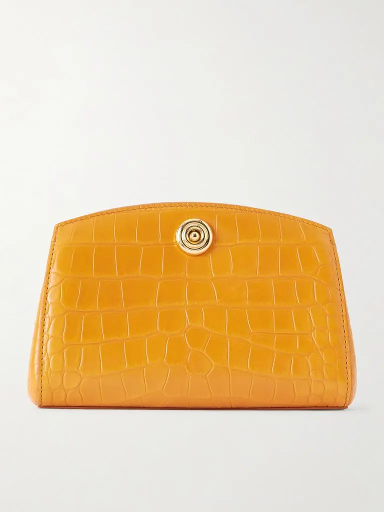 Liffner Pushlock Croc-effect Leather Clutch - Bright orange
