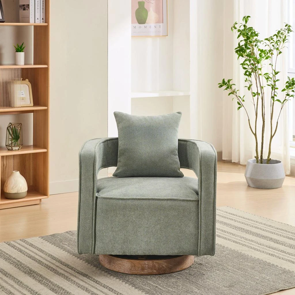 Streamdale Furniture Streamdale 29.1"W Swivel Accent Open Back Chair in Pale Green Linen Blend 2