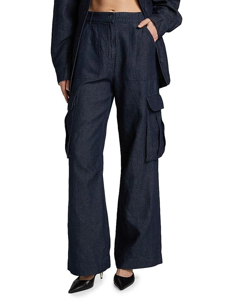 Susana Monaco Denim Linen-Blend Cargo Pants 3