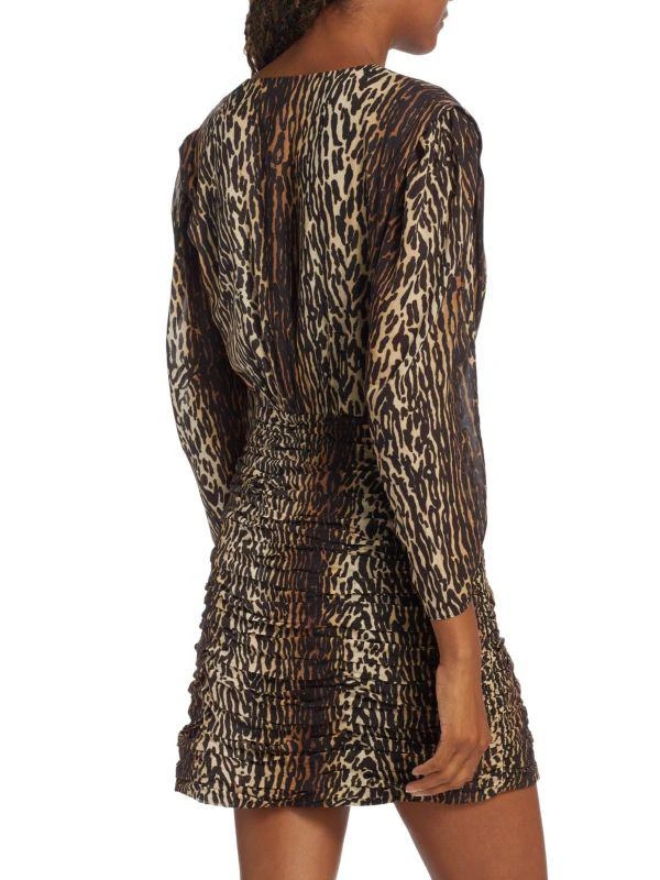 Rixo Golden Leopard Stretch Silk Mini Dress 2
