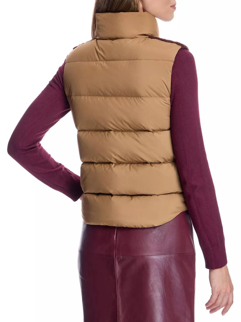 Maximilian Colorblocked Geometric Shearling Vest 5