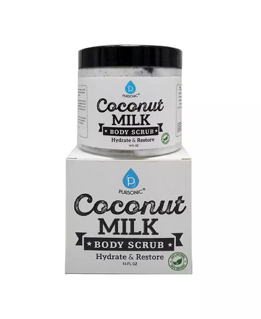 PURSONIC Advanced Facial 
Body Cleansing Brush With Extended Handle 
Coconut Milk Body Scrub 14oz, with Dead Sea Salt, Almond Oil and Vitamin E 3