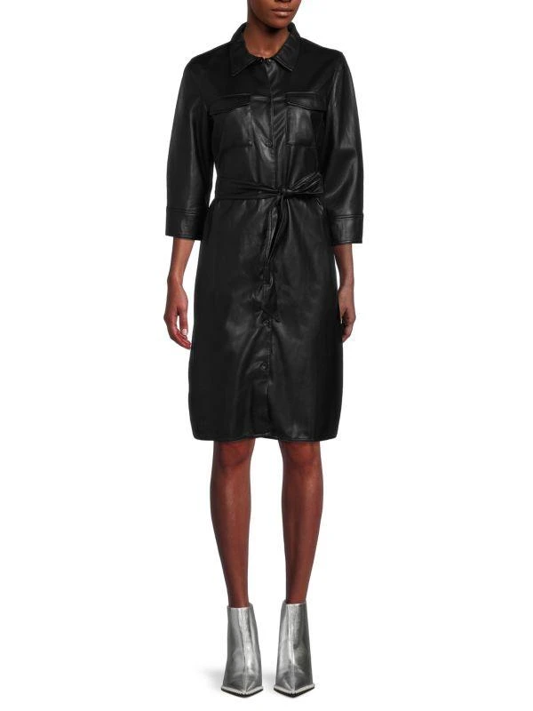 chinese dress ladies Calvin Klein Womens Solid Faux Leather Sheath Dress Black 6 at Amazon  Women's Clothing store main image 1