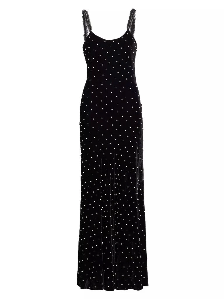 LoveShackFancy Aspen Rhinestone &amp; Imitation Pearl Velvet Maxi Dress 1