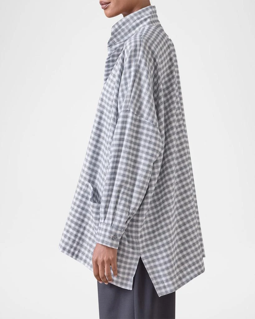 Eskandar Mini Houndstooth Wide Longer-Back Double Stand-Collar Shirt Jacket (Long Length) 5