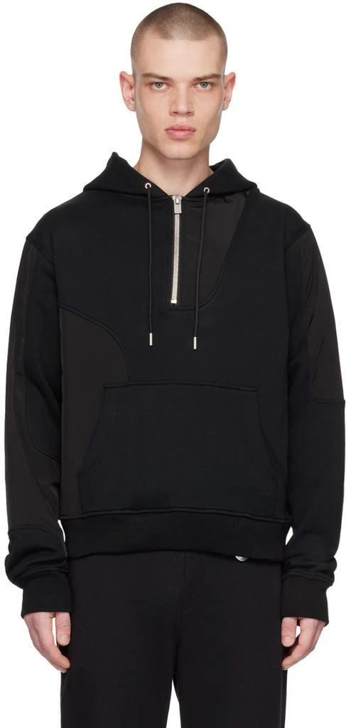 HELIOT EMIL Black Paneled Hoodie 1