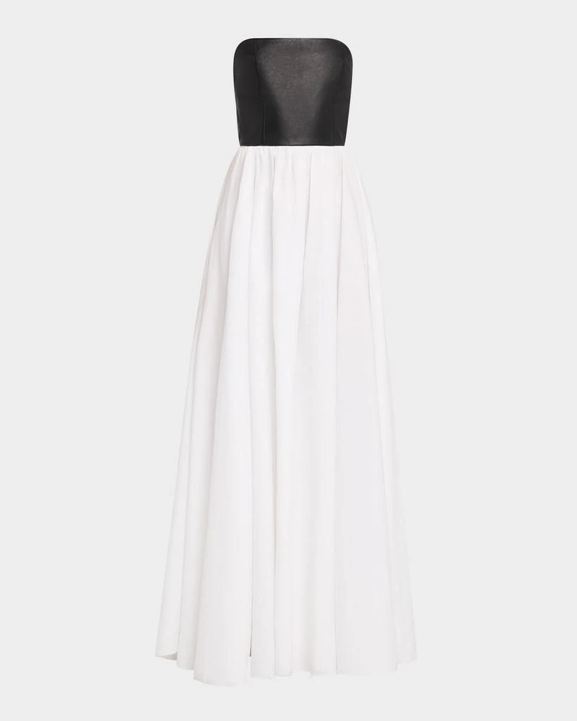 Gabriela Hearst Lehti Mixed-Media Strapless Maxi Dress 1