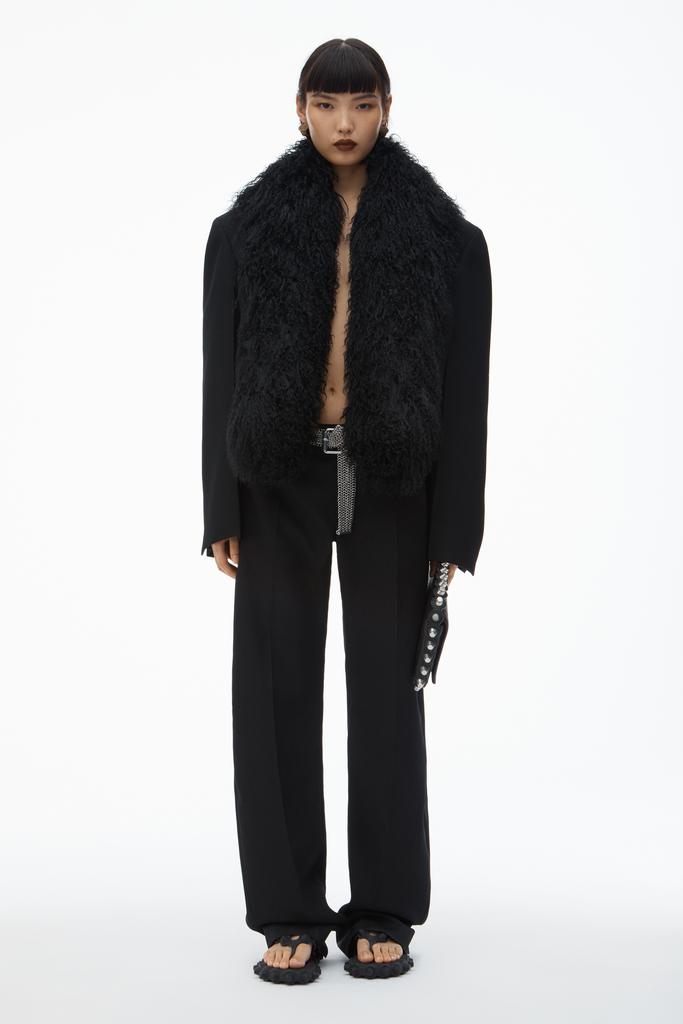 Alexander Wang Cropped Blazer with Mongolian Fur