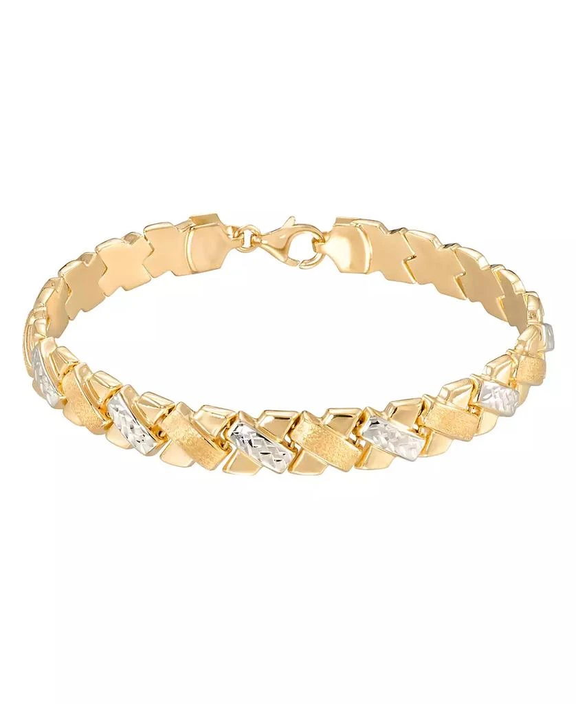 Macy
s Diamond Cut Bracelet in 18k Two-Tone Gold Over Sterling Silver