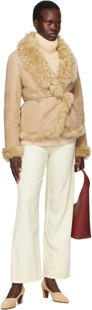 Saks Potts Beige Moss Shearling Jacket 4