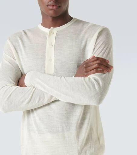AURALEE Wool and silk Henley shirt 5