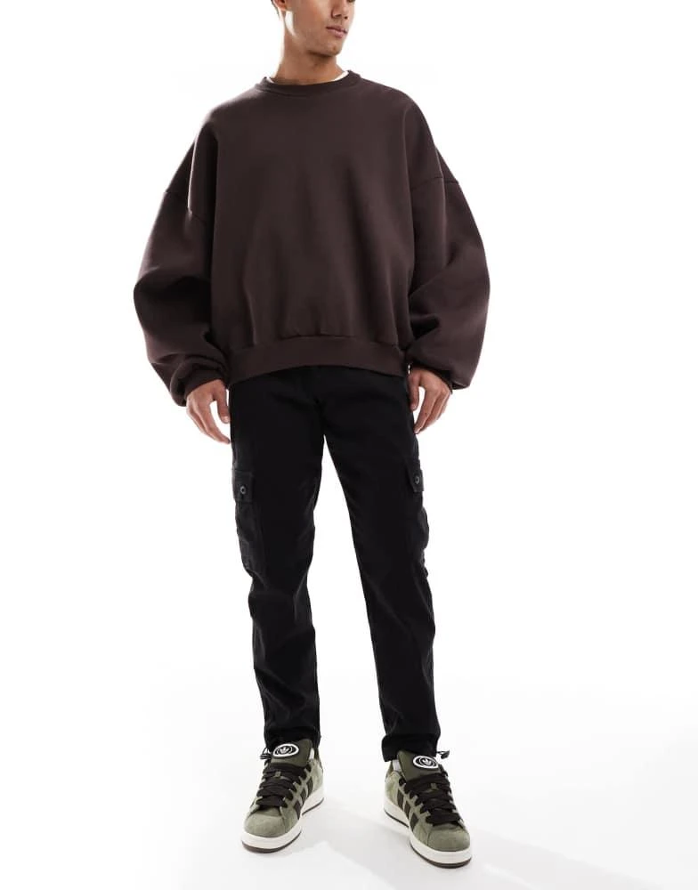 ASOS ASOS DESIGN tapered cargo trouser in black 1