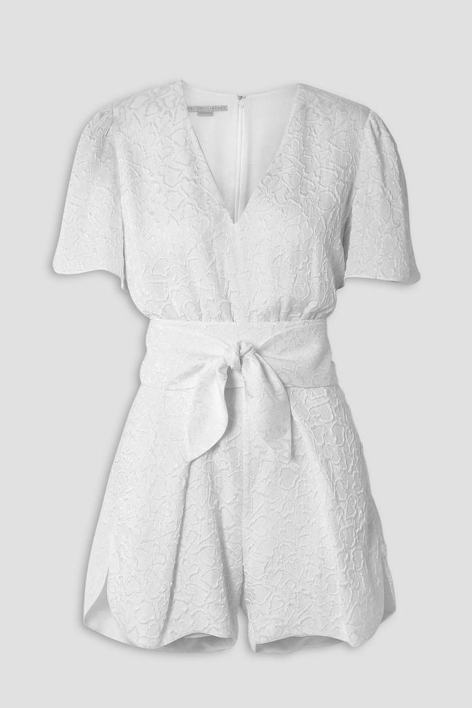 Stella McCartney Lila belted silk-blend cloqué playsuit