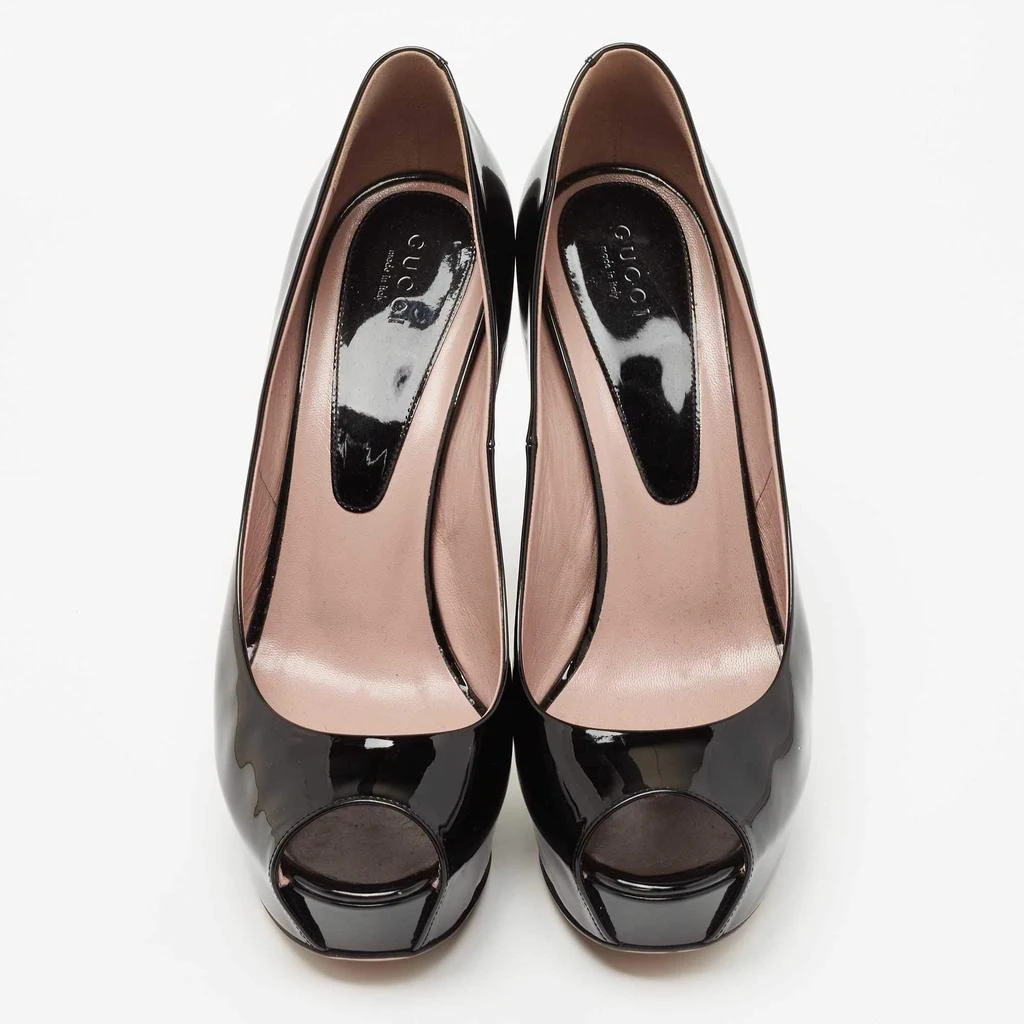 Gucci Gucci Black Patent Leather Peep Toe Platform Pumps Size 40 3