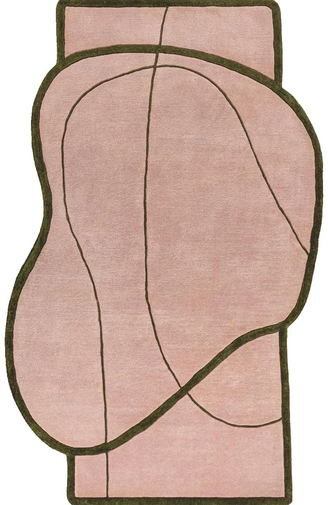JONATHAN Y Mosaic Coastal Geometric Border Handwoven Wool Pink/Green Area Rug 1