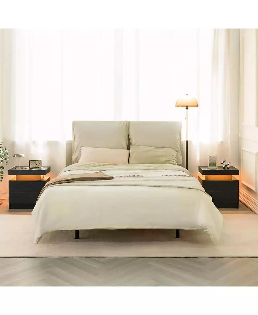 RAINSKEN LED Nightstand with 2 Drawers, Bedside Table Cabinet with Adjustable Color Lighting, Modern End Side Table for Bedroom, Living Room 8