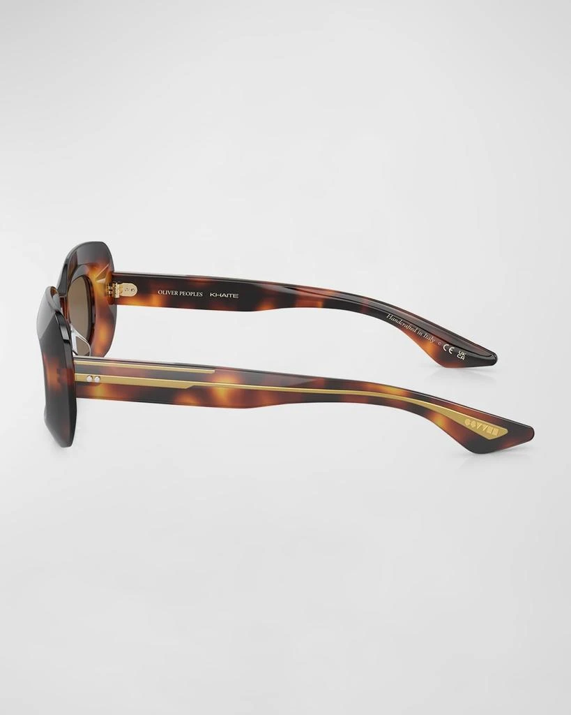 Khaite Beveled Acetate Rectangle Sunglasses 2