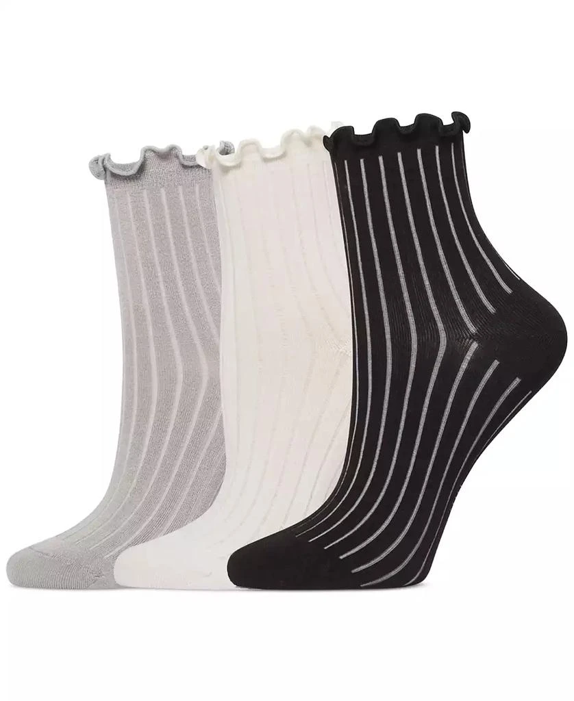 Hue Women
s 3-Pk. Sheer Ribbed Anklet Socks U24421MP