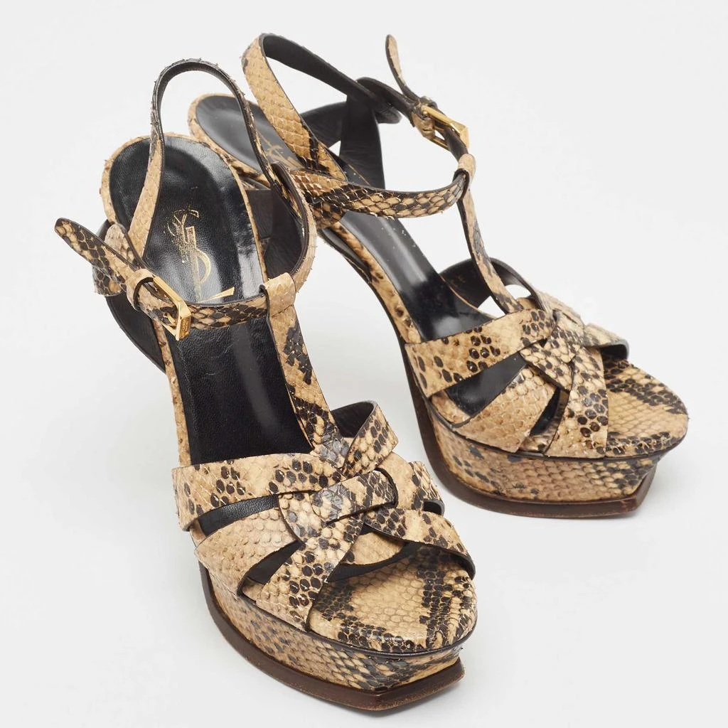 Saint Laurent Paris Saint Laurent Two Tone Embossed Snakeskin Tribute Sandals Size 36.5 4