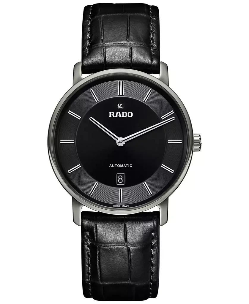 Rado Men's Swiss Automatic DiaMaster Thinline Black Leather Strap Watch 41mm 1