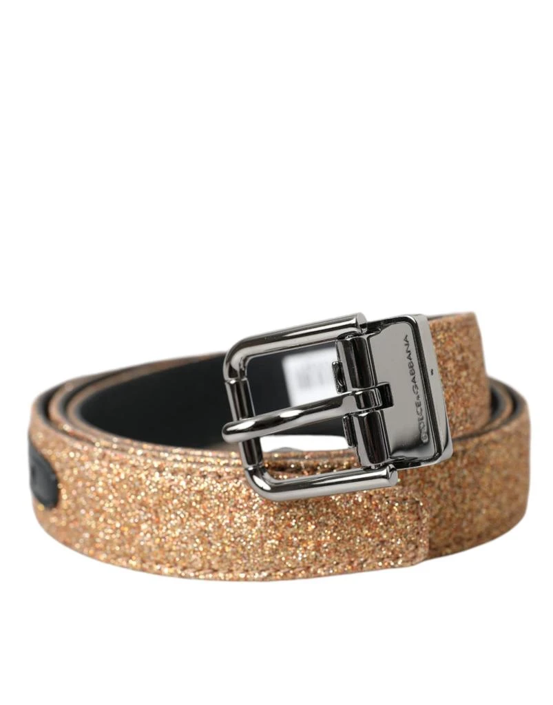 Dolce 
Gabbana Glitter Leather Metal Buckle Women
s Belt