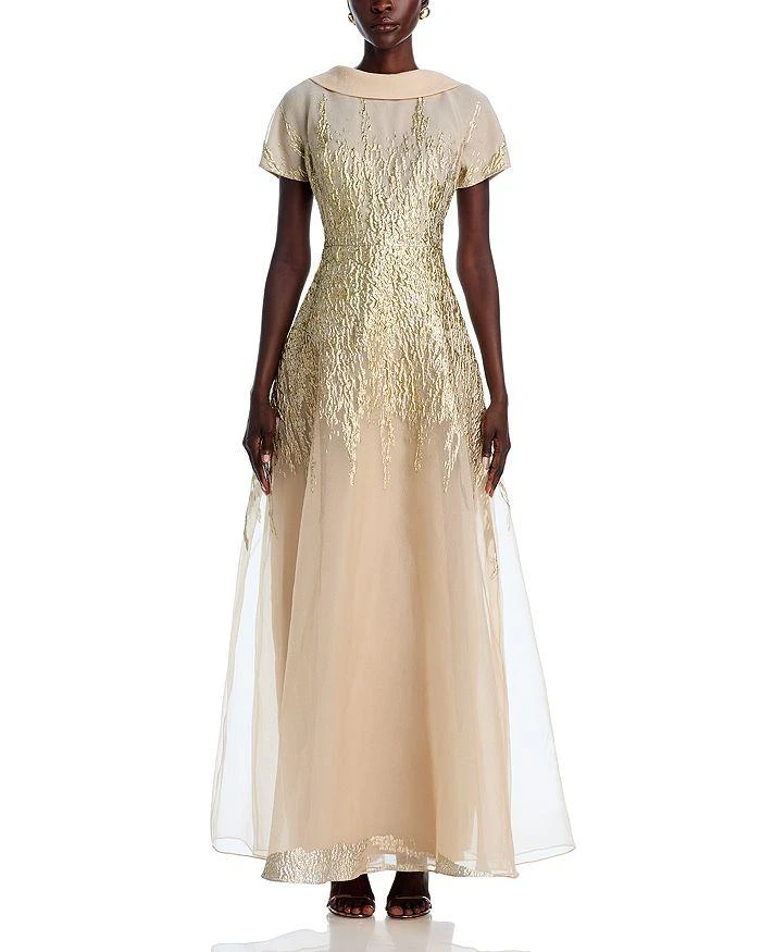 Teri Jon Metallic Organza Gown 7