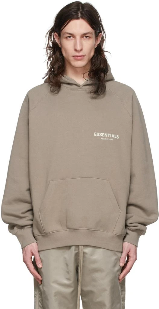 Essentials Taupe Cotton Hoodie 1
