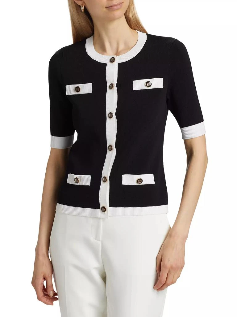 Elie Tahari Nalida Contrast Short-Sleeve Cardigan 3