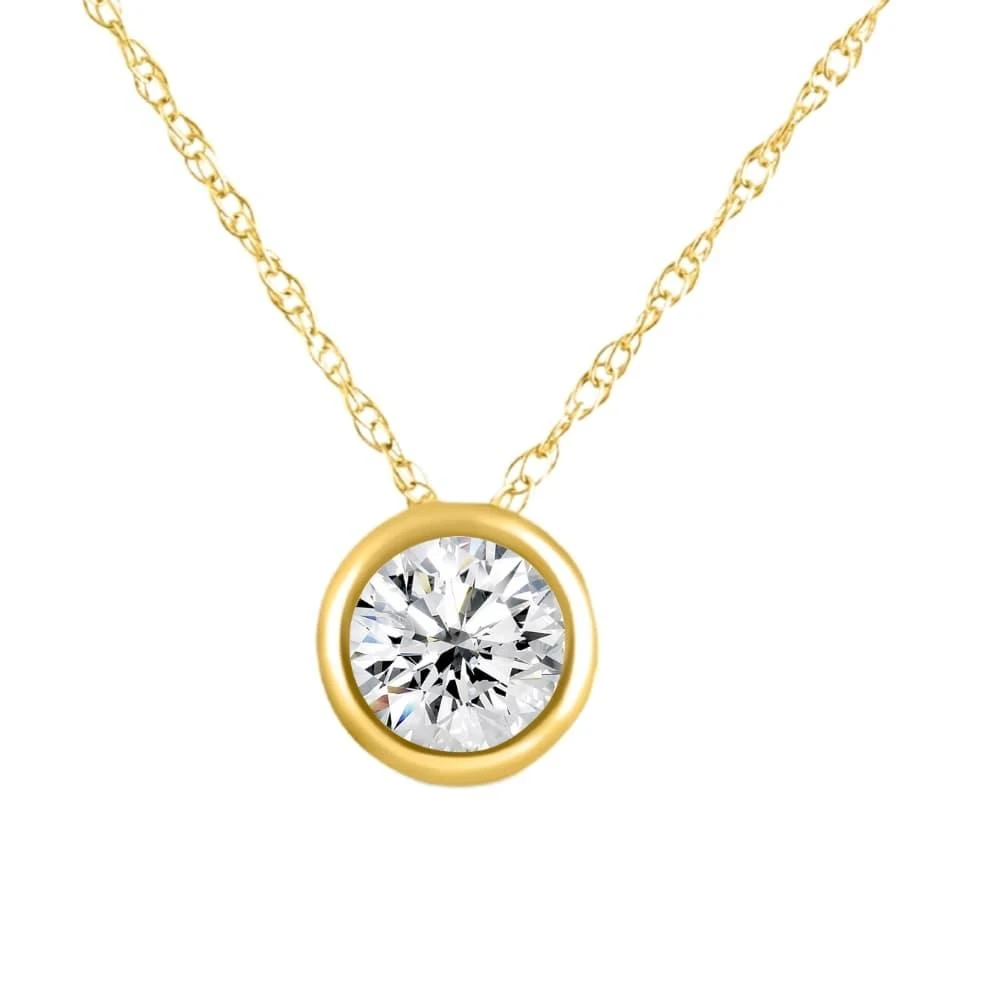 Pompeii3 1/2Ct Diamond Bezel Pendant Solitaire Necklace 14k Yellow Gold Lab Grown
