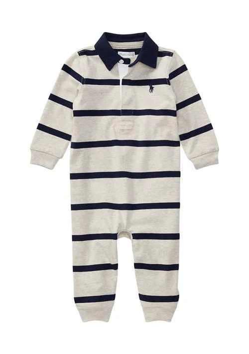 Ralph Lauren Baby Boys Striped Cotton Rugby Coveralls