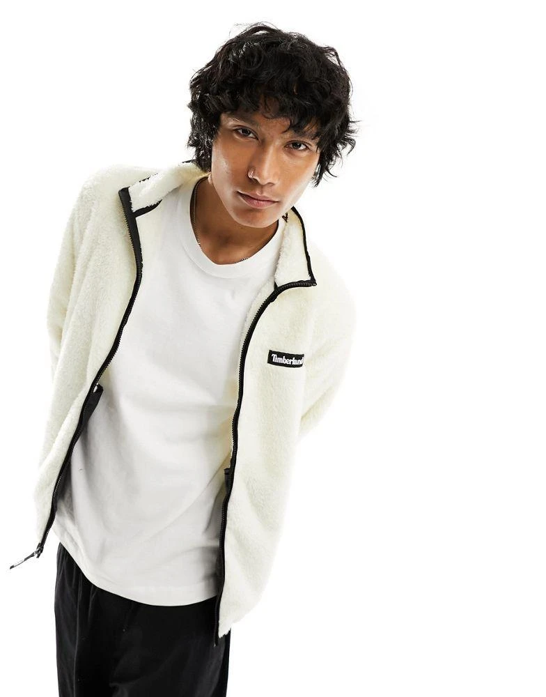 Timberland Timberland high pile fleece borg jacket in off white 2