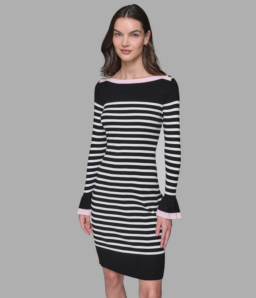 Karl Lagerfeld Paris STRIPED BOATNECK SWEATER DRESS 4