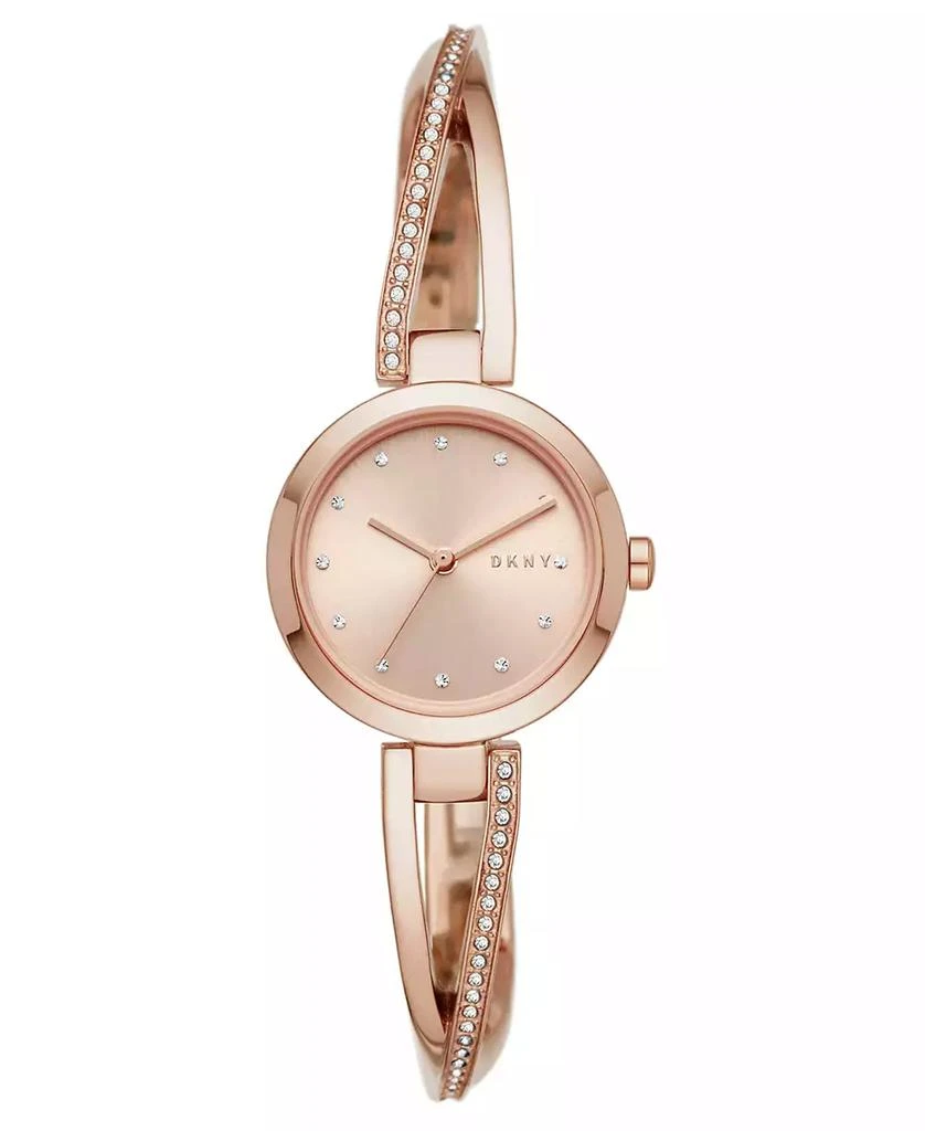 DKNY Women's Crosswalk Rose Gold-Tone Stainless Steel Bangle Bracelet Watch 26mm 1