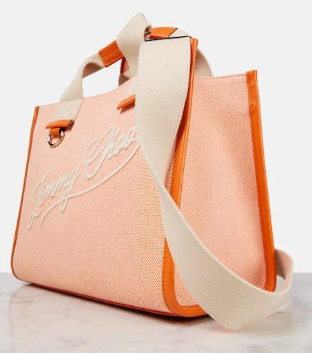Jimmy Choo Logo leather-trimmed canvas tote bag 6