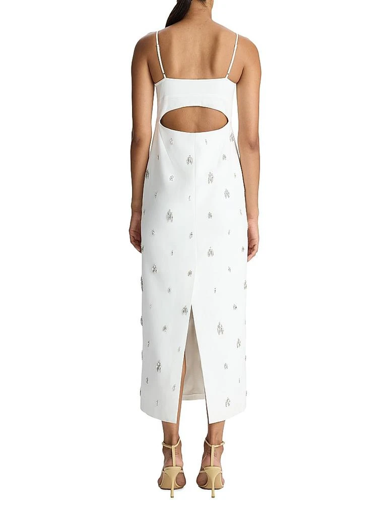 knee length dresses for ladies Quintella Neutral Floral Crystal Midi Dress (Final Sale-US Only)