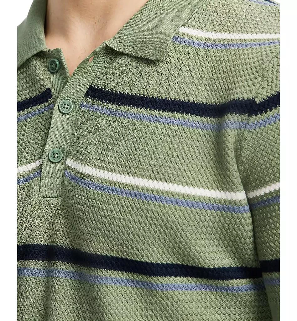 BUFFALO David Bitton Men's Winder Short Sleeve Striped Polo Sweater 5