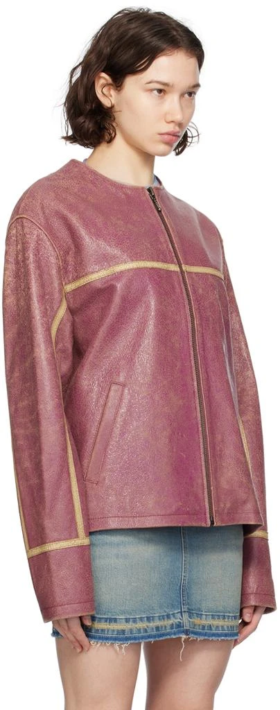 GUESS USA Pink Crackle Leather Jacket 2