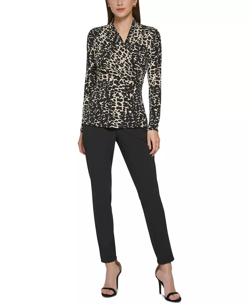 DKNY Petite Printed Surplice Top, Created for Macy's 4