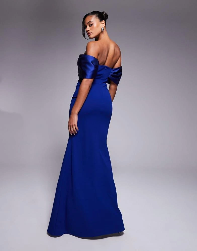 Goddiva Goddiva Twist knot satin & scuba bardot maxi dress in royalblue - Dresses & Skirts - Free Shipping - BeyondStyle Goddiva Goddiva Twist knot satin & scuba bardot maxi dress in royalblue - Dresses & Skirts - Free Shipping - BeyondStyle