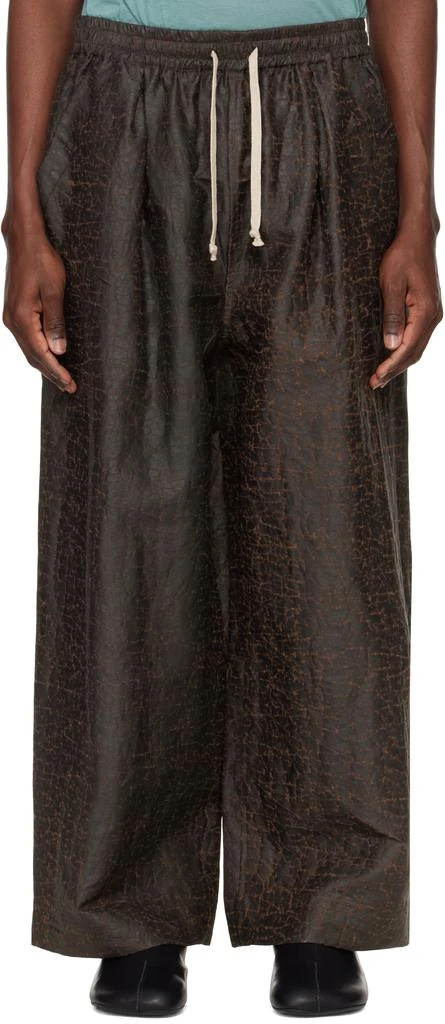 Jan-Jan Van Essche Brown O-Project Doro Dyed Silk Wide Trousers 1