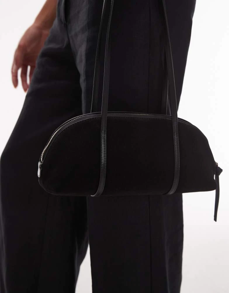 & Other Stories & Other Stories leather suede two handle curve shoulder bowling bag in black 3