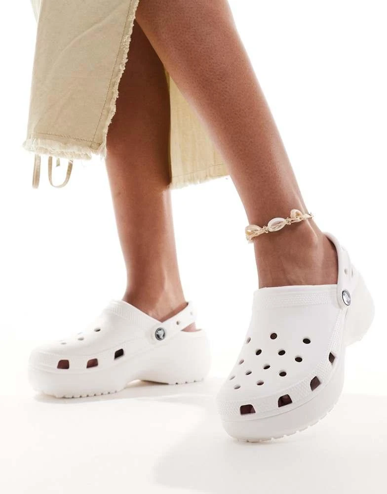 Crocs Crocs Classic Platform Clogs In White 1