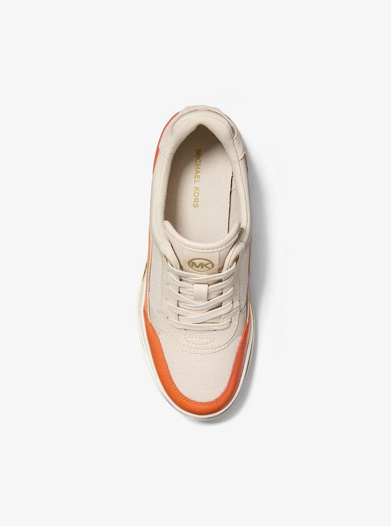 Michael Kors Emmy Leather and Canvas Wedge Trainer 3